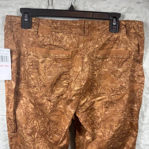 Democracy Flexellent NEW Pants Womens 10 Brown Floral Utility Cuff Stretch Cargo - Picture 4 of 12